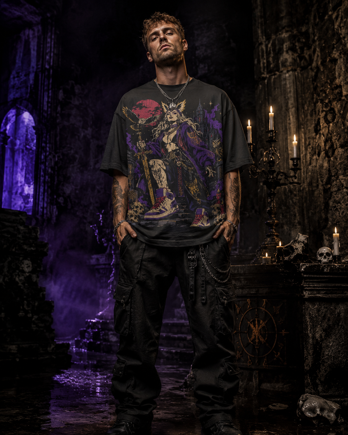 The Owl Oracle - Seer of the Undrgrnd Purple Variant Heavyweight Oversized Graphic Tee