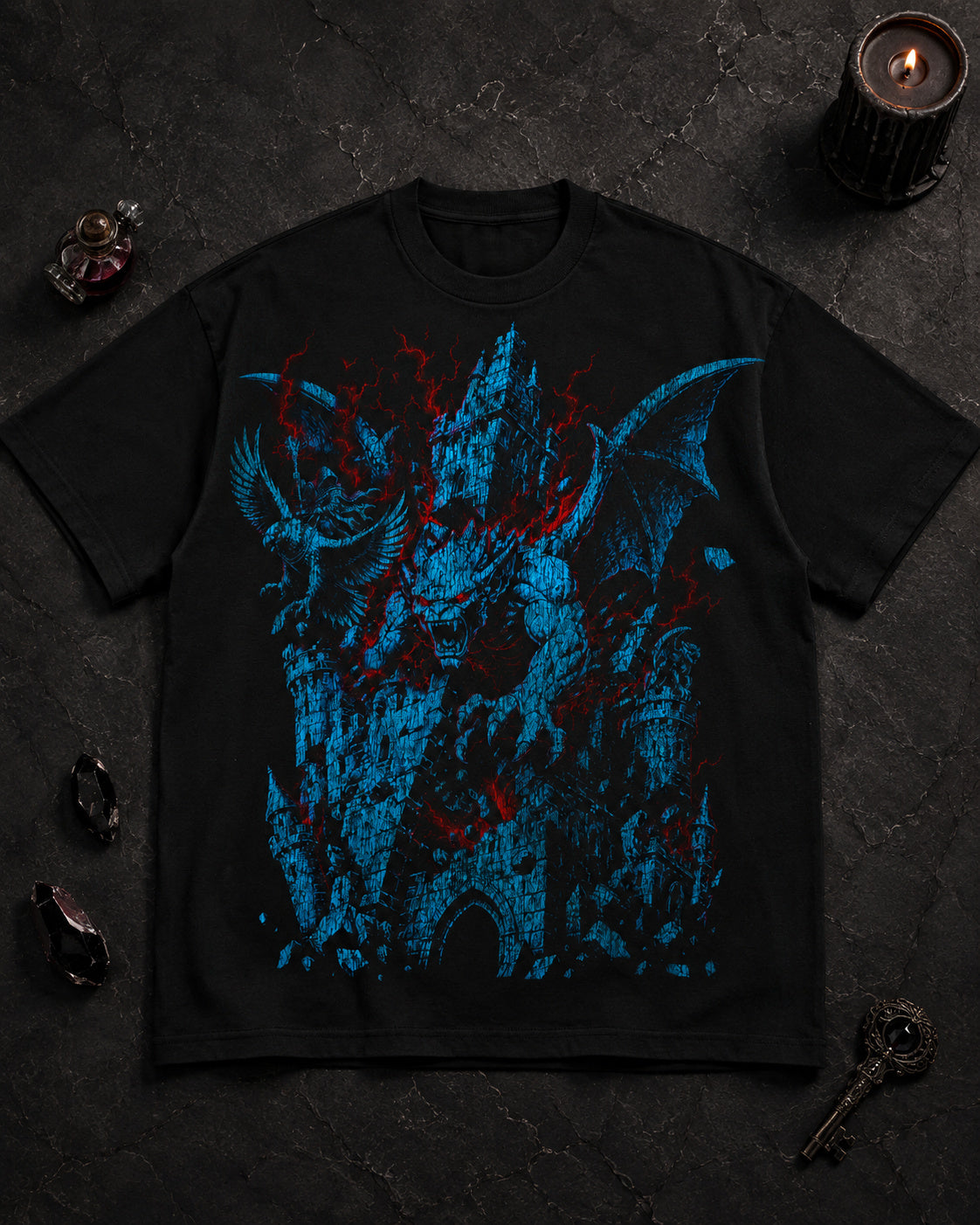 Gargoyle’s Wrath from Mythic Undrgrnd, a heavyweight oversized dark fantasy graphic tee.