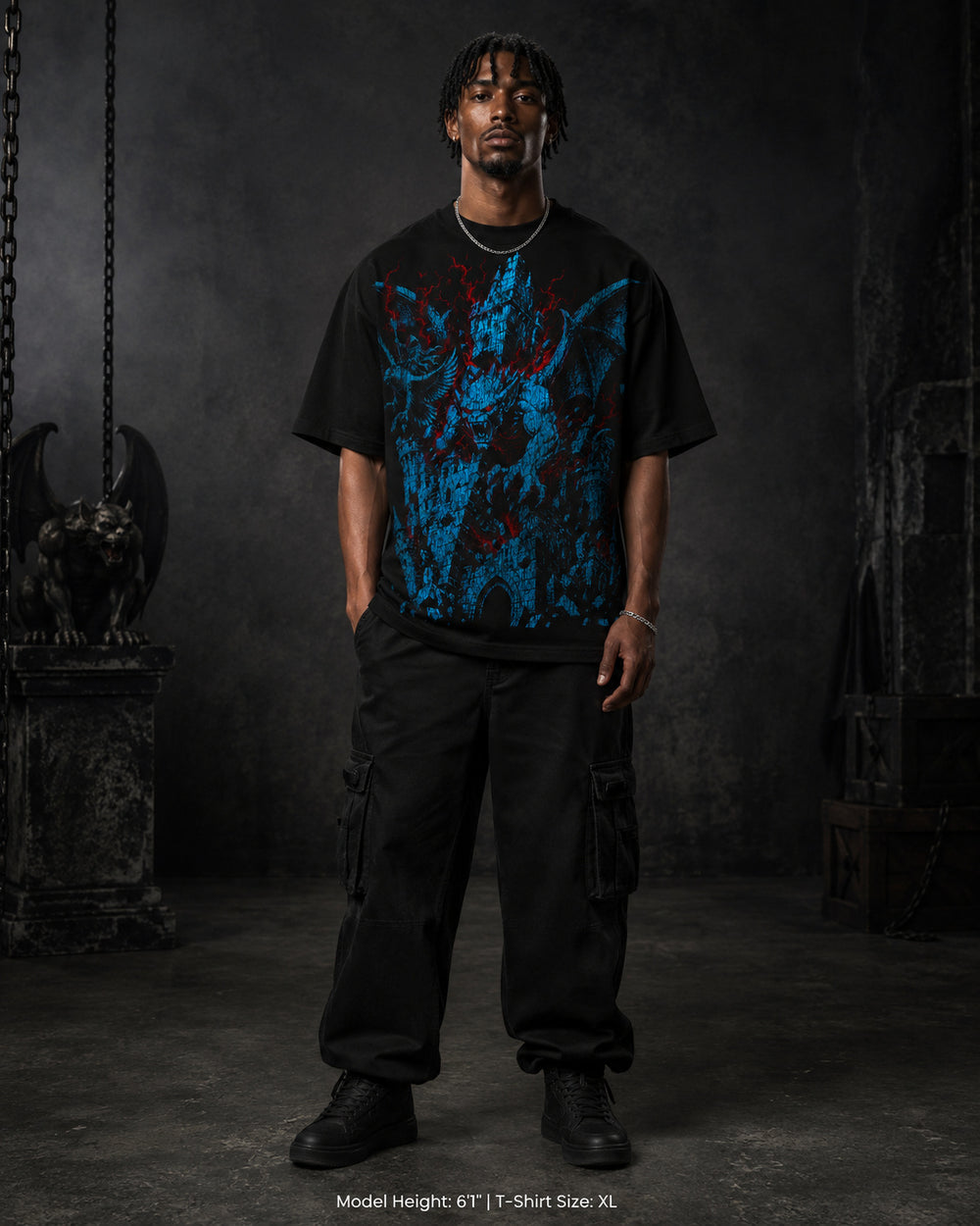 Gargoyle’s Wrath from Mythic Undrgrnd, a heavyweight oversized dark fantasy graphic tee.