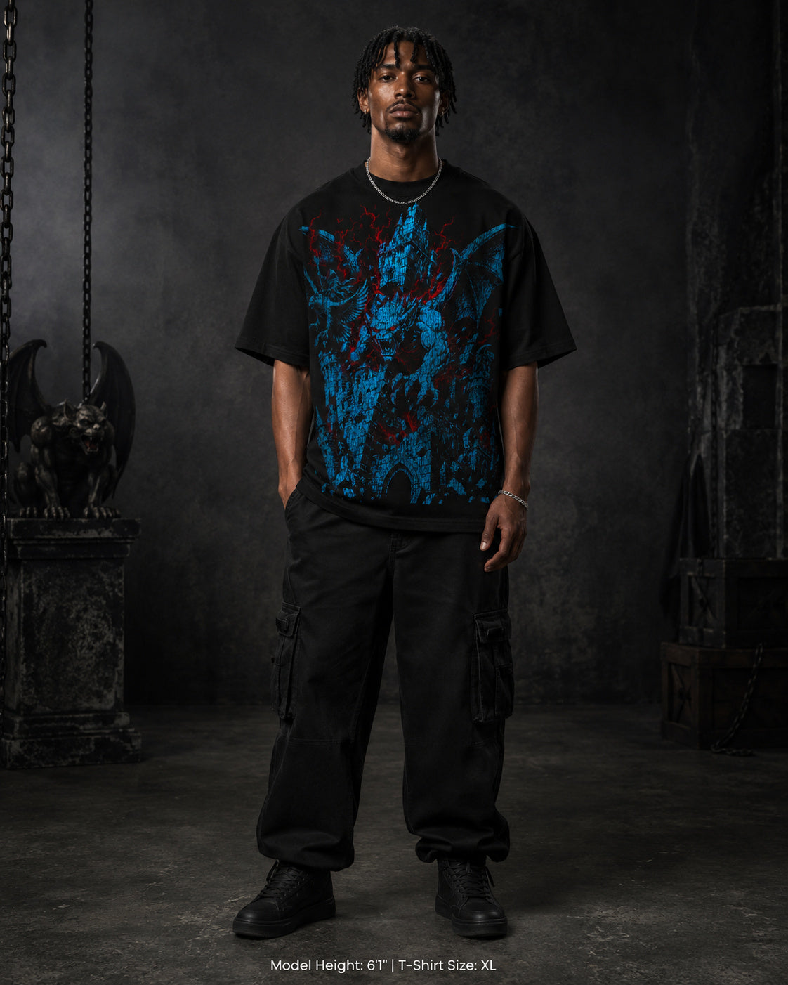 Gargoyle’s Wrath from Mythic Undrgrnd, a heavyweight oversized dark fantasy graphic tee.