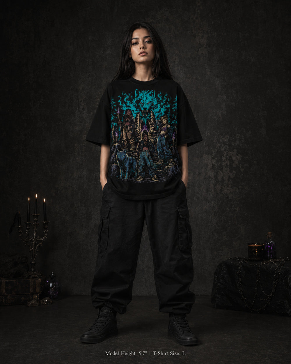 Forgotten Wolf Club from Mythic Undrgrnd, a heavyweight oversized dark fantasy graphic tee.